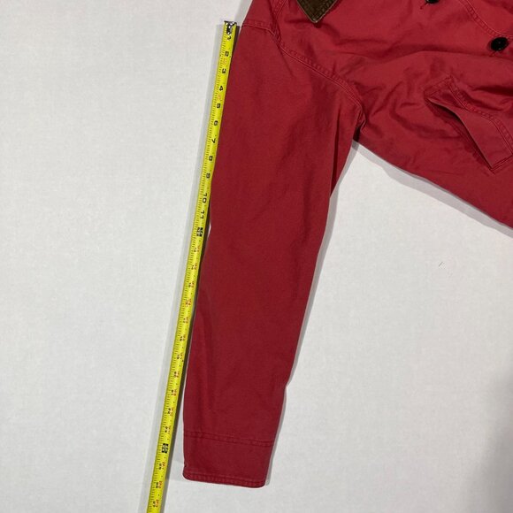 VTG LL Bean Jacket Womens Large Reg. Red Canvas Chore Barn Coat Corduroy Trim - Picture 6 of 12